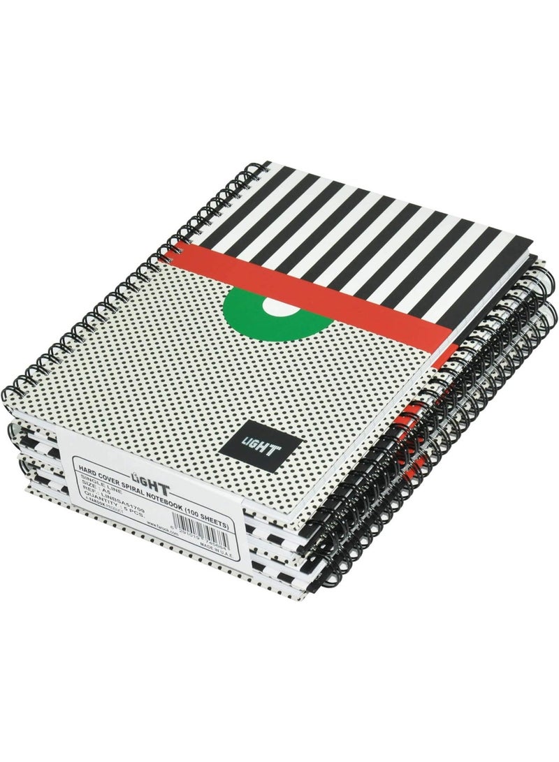 FIS Light A5 Spiral Hard Cover Single Line Notebook, 100 Sheets, 5 PieceLINBSA51709 - Image 1